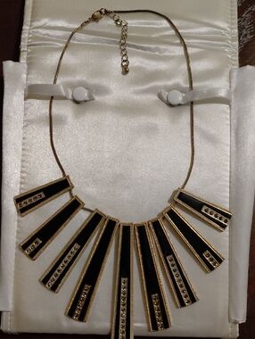Women's Black and Gold Statement Necklace